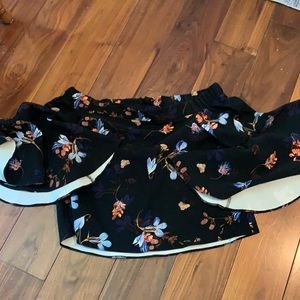 Off the shoulder black floral print top